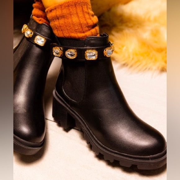 Black Jeweled Ankle Booties - Picture 1 of 1